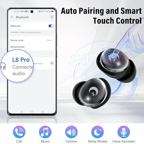 Revolutionary Bluetooth 5.4 Sleep Earbuds – Ergonomic Mini Headphones for Side Sleepers with 48 Hours Playtime, IPX7 Waterproof Design, Smart Touch Control, and 5 Custom EQ Modes – Stylish Blue Earbuds for Crystal-Clear Calls and Effortless Connectivity