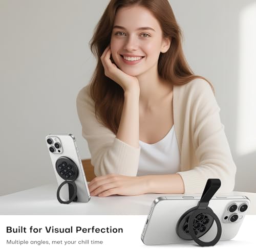Universal Magnetic Suction Phone Grip by TAURI – 360° Rotating Hands-Free Holder for i Phone 16 Pro Max, i Phone 15, Android & Samsung S25 – Durable Silicone Design for Secure Grip and Enhanced Usability, Perfect for Multitasking and Easy Transport