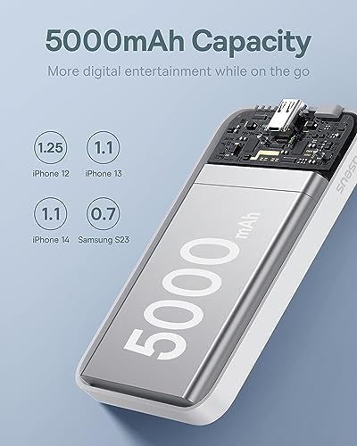 Baseus Magnetic Portable Charger for i Phone – 5,000 m Ah Qi2 Certified Wireless Power Bank with 15 W Mag Safe Compatibility & 20 W USB-C Fast Charging for i Phone 16/15/14/13/12 – Sleek, Lightweight Design for On-the-Go Power Solutions