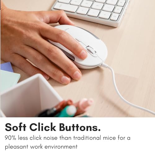 Sleek Silent Wired Computer Mouse for Mac & PC – Macally Ergonomic USB Optical Mouse with Adjustable DPI for Ultimate Precision – Compact, Lightweight Design Ideal for Office & Travel – Noise-Free Clicks for Distraction-Free Work Sessions