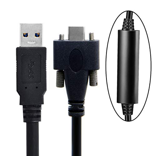 Secure and High-Speed 3 m USB 3.1 Type-C Dual Screw Locking Data Cable – Reliable Panel Mount Connectivity for Modern Devices, Backward Compatible with USB 3.0, Enhanced Durability and Flexibility for Home and Professional Use