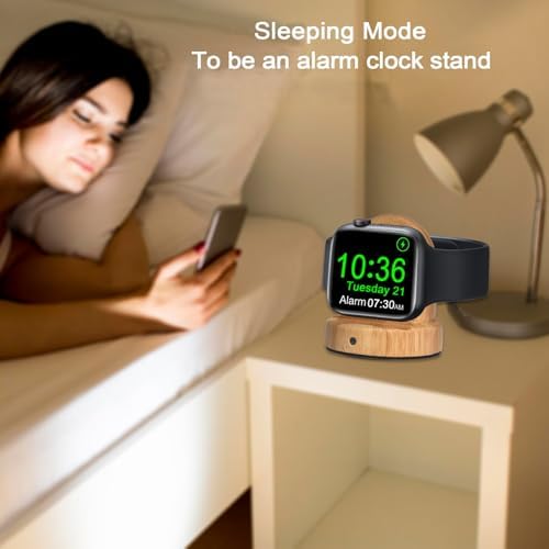 Sapele Wood Magnetic Charging Dock for Apple Watch – Elegant Fast-Charging Stand for Series 1-10, SE, and Ultra Models – Stylish and Portable Smartwatch Accessory for Home & Travel – Unique Durability and Chic Aesthetic Combined