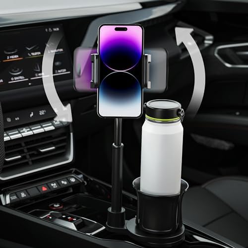 Bracketron Trip Grip Series Adjustable Car Cup Holder Phone Mount – Universal Smartphone Holder for Safe and Convenient Driving Navigation with 360-Degree Rotation and Tool-Free Installation