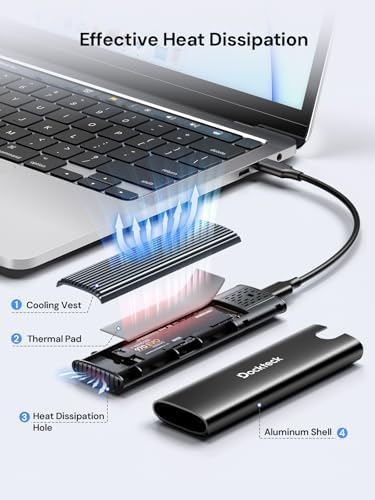 dockteck Tool-Free M.2 NVMe SATA SSD Enclosure – High-Speed 10 Gbps USB 3.2 Gen 2 Adapter Case for 2230/2242/2260/2280 SSDs – Enhanced Portability with UASP Support for Optimal Data Transfer Efficiency