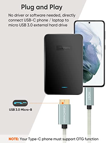 High-Speed 1 FT USB C to Micro B Cable – 10 Gbps Data Transfer for i Phone 15, Seagate & WD External Hard Drives – Durable Braided Design for Enhanced Connectivity & Reliability – Perfect Length for Travel & Desk Use – USB 3.1 Type C Compatible