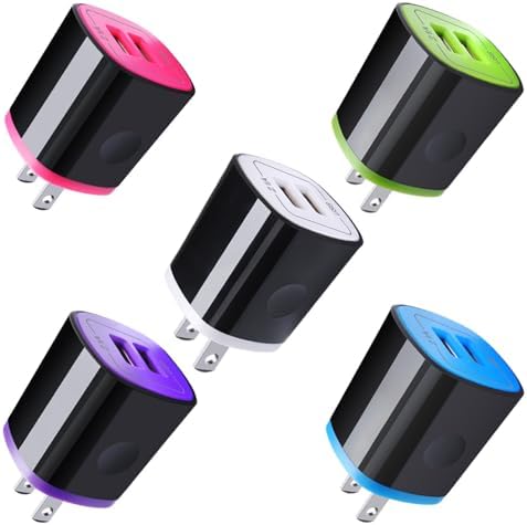 Dual Port 2.1 A Fast Charging USB Wall Adapter – Compact i Phone & Universal Phone Charger for i Phone 16, 15, 14, 13, 12, 11 Pro Max, XR, XS, X, 8, 7, i Pad, Samsung, Android & Kindle – Lightweight Travel Essential with Enhanced Compatibility and Safety Features