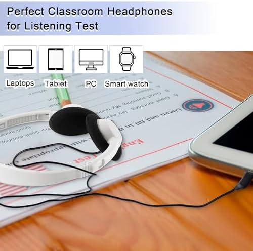Yunsailing 30-Pack Classroom Headphones – Lightweight & Durable On-Ear Headsets with 3.5 mm Jack for Engaging Learning – Cheerful Light Yellow Color for Students and Teachers in Educational Settings