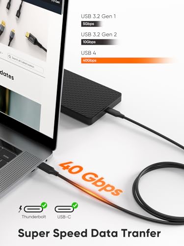 CableCreation Short USB4 Cable 0.5FT, 40Gbps, 240W, 8K@60Hz, Compatible with Thunderbolt 3, Thunderbolt 4 and USB-C, 2Pack – Enhanced Compatibility and Speed