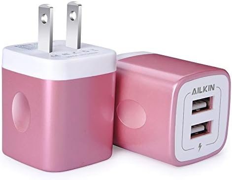 AILKIN Dual Port USB Wall Charger 2-Pack – 2.1 A Fast Charging Adapter for i Phone 15/14/13/12/11 Pro, Samsung Galaxy S23/S22/S21 – Compact Power Block with Quick Charge Technology – Universal Compatibility & Safety Features for Home and Travel