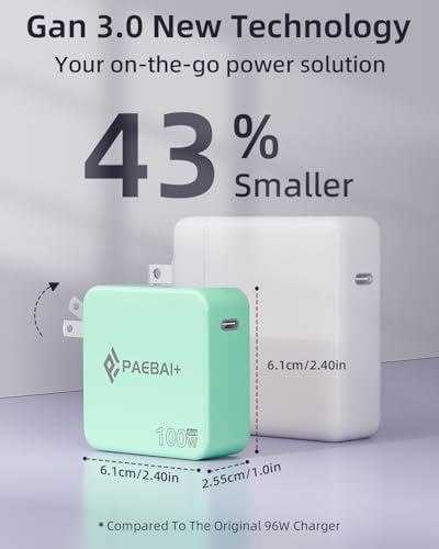 Ultimate PAEBAI+ 100 W USB-C Ga N Fast Charger: Compact, Foldable Wall Adapter for Mac Book Pro, i Phone 15/16, and Diverse USB-C Devices – 6.6 ft Durable Type-C Cable for Rapid Charging – Unmatched Versatility and Safety Features for Efficient On-the-Go Power Solutions