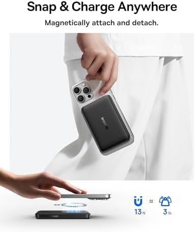 Baseus Mag Safe Power Bank 10,000 m Ah – Qi2 Certified 15 W Wireless Charger with 22.5 W USB-C Fast Charging for i Phone 16/15/14/13/12 Pro Series – Lightweight, Magnetic Battery Pack for Effortless On-the-Go Charging