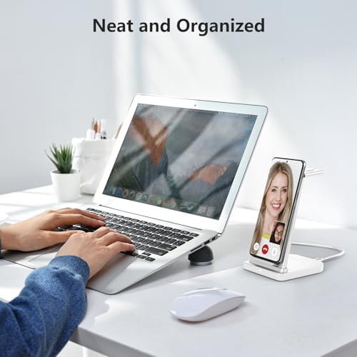 Revolutionary 3-in-1 Wireless Charging Station for Apple Devices – Ultra-Fast i Phone 16-11 Pro Max, Apple Watch, and Air Pods Dock – Sleek Design & Enhanced Safety Features for Effortless Power Management – Perfect Charging Solution for Modern Apple Enthusiasts (White)