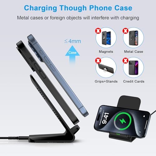Dual-Pack 15 W Fast Wireless Charger Stand for Samsung Galaxy S23-S25 & Google Pixel 7 a-9 Pro XL – Sleek, Efficient Charging Station with Enhanced Safety Features and Universal Compatibility