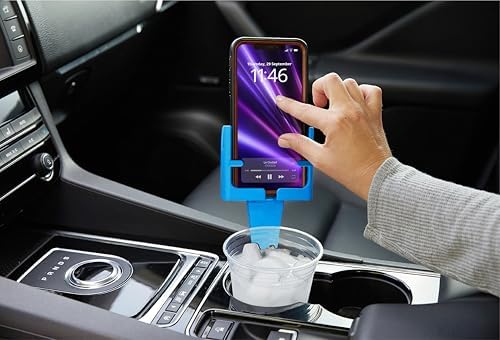 Universal Cup Holder Phone Mount for Cars & Trucks – Hands-Free Convenience, Fits All Phone Sizes & Cases, Made in USA, 2-Pack Black – Ideal for Navigation and Charging Access