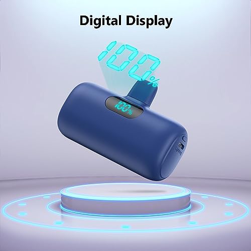 Ultra-Compact 2 Pack Mini Portable Charger 5200 m Ah with PD Fast Charging & LCD Display – Stylish Battery Backup Power Bank for i Phone 14/13/12/XR/7/6 – Your Essential On-the-Go Charging Solution