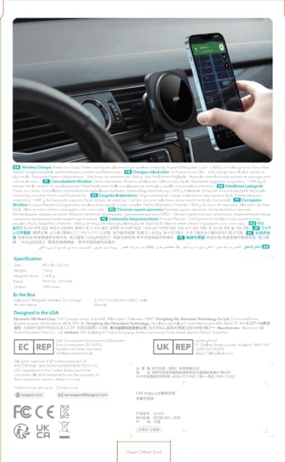 ESR Mag Safe Car Charger for i Phone & Galaxy – 15 W Wireless Fast Charging Air Vent Mount with 36 W QC 3.0 Adapter – Secure Magnetic Alignment for i Phone 12/13/14/15/16 & Galaxy S25/S25 Ultra – Effortless Installation for Navigation & Hands-Free Calls