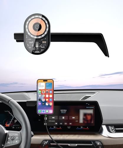 BMW X1 & X2 Premium Wireless Charging Phone Holder (2023-2025) – Mag Safe-Compatible 360° Rotating Smartphone Cradle for 10.7-Inch Screens – Enhance Navigation & Safety with Secure Clip Design for Optimal Stability