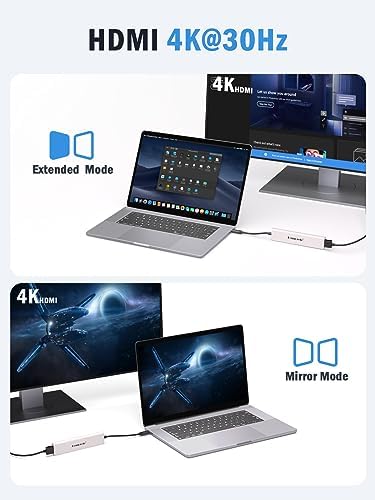 Lemorele 7-in-1 USB C Hub Adapter: Unleash Ultimate Connectivity with 4 K HDMI Output, 100 W Power Delivery, and High-Speed Data Transfers – Sleek Blue Multiport Dongle for Mac Book, Chromebook, Dell, HP & Lenovo Users Seeking Enhanced Performance and Style