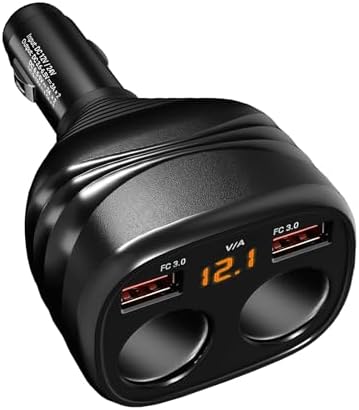 WOLFBOX Dual USB Cigarette Lighter Charger – High-Speed 2-in-1 Charging Cable for Mirror Dash Cam and Mobile Devices – Compact, Durable Adapter for Fast Charging on the Go