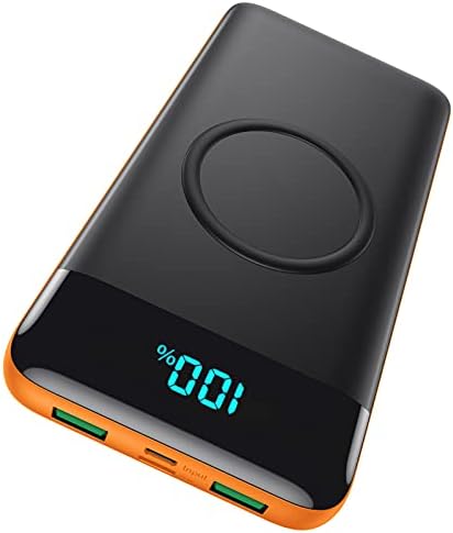 Ultra-High Capacity 30,800 m Ah Wireless Power Bank – 15 W Fast Charging & 25 W PD QC4.0 – Smart LED Display with 4 Outputs & 2 Inputs – Versatile USB-C External Battery Pack for i Phone, Samsung & More – Travel-Ready Charging Solution in Sleek White Finish