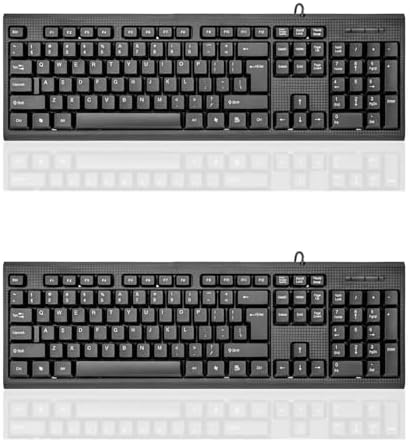 Elevate Your Typing Experience: Ergonomic 2 Pack Wired USB Keyboard with Large Number Pad, LED Indicators & Adjustable Stands for Ultimate Comfort – Perfect for Windows & Mac Users, Waterproof Design for Durability and Speed!