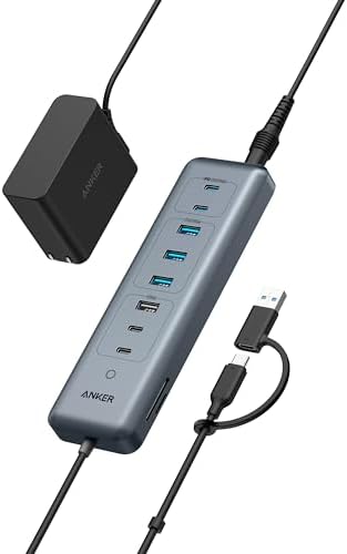 Anker 8-in-1 USB-C Hub: Versatile Data Splitter with High-Speed 5 Gbps Transfer, 3 USB-A & 4 USB-C Ports, 100 W Power Delivery for Rapid Charging, Compact Design Perfect for Mac Books, Laptops & i Pads – Supercharge Your Connectivity and Productivity Anywhere