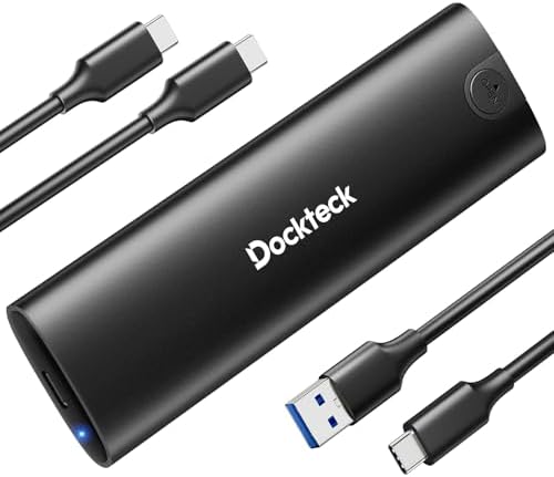 dockteck Tool-Free M.2 NVMe SATA SSD Enclosure – High-Speed 10 Gbps USB 3.2 Gen 2 Adapter Case for 2230/2242/2260/2280 SSDs – Enhanced Portability with UASP Support for Optimal Data Transfer Efficiency
