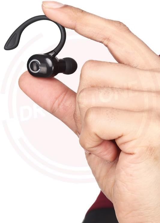 Sleek Single-Ear Bluetooth Headphones for Men – Portable Mini Headset with Premium Mic and Seamless Device Compatibility for Effortless Connectivity – Perfect Audio Solution for Trendsetting Professionals in Black F 05 Design