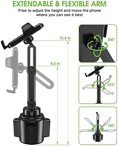 2025 Premium No-Shake Cup Phone Holder for Vehicles – Universal Adjustable Mount for Cars & Trucks, Expandable Base for Secure Fit, Compatible with All Smartphones Including i Phone & Samsung – 2 Pack for Enhanced Convenience and Safety