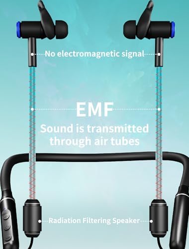 Health-Conscious EMF-Free Air Tube Headphones – Premium Sound Quality with 12-Hour Battery Life, Ergonomic Design for Comfort, Integrated Volume Control, and Built-in Microphone – Perfect for Work, Exercise, Sleep, and Virtual Meetings – Ideal Choice for Audiophiles Prioritizing Safety and Performance