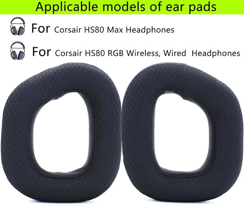 Upgrade Your Corsair HS80 RGB Wireless Headphones with Premium Replacement Ear Pads – Soft Football Mesh Weave & Plush Memory Foam for Ultimate Comfort and Enhanced Noise Isolation – Easy Installation in Classic Black – Perfect for Long Gaming Sessions and Music Enjoyment