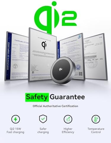 THREEKEY Mag Safe Wireless Charger – 15 W Qi2 Fast Charging Pad with Dual-Sided Magnetic Grip for i Phone 12-16 Series & Galaxy S25 Ultra – Includes 5 FT USB-C Cable – Sleek White Design for Effortless Power and Enhanced Compatibility