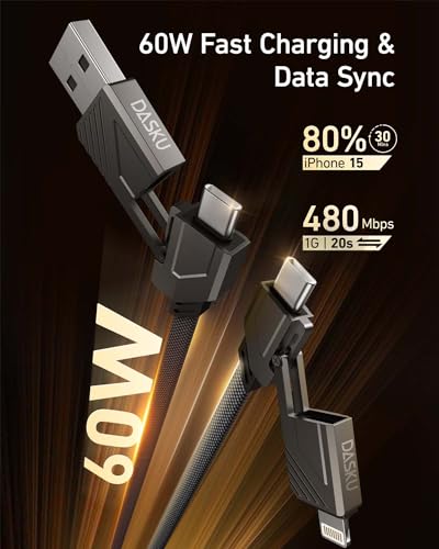 Effortless Charging Solutions: 6 ft USB-C to Lightning Cable 2 Pack – Ultimate 4-in-1 Versatility for i Phone and Samsung Devices, Rapid 60 W Power Delivery, Sturdy Design for Everyday Reliability and Enhanced Device Compatibility