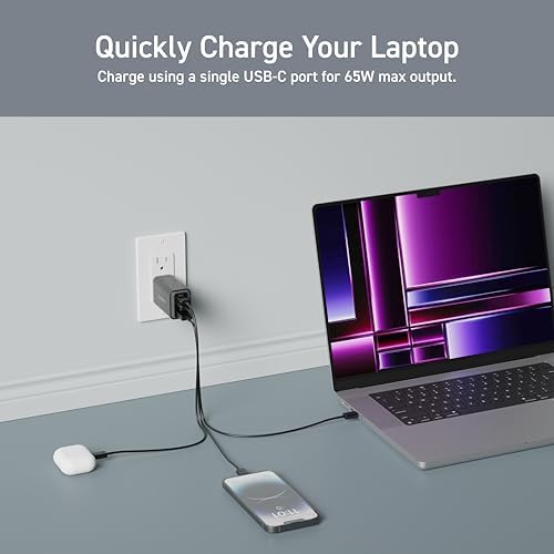 ELECOM 65 W Ga N II Plus USB-C Wall Charger – Compact Multi-Port Power Adapter for Fast Charging i Phone, Laptop, Tablet, Air Pods, and More – Ultimate Compatibility and Efficiency in a Sleek Design