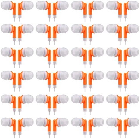 Vibrant Orange Bulk Earbuds – 100-Pack Headphones for Classroom, Labs, and Personal Use – Perfect for Kids, Students, and Adults – Enhanced Compatibility with Smartphones and Tablets – Lightweight, Durable Design for Long-Lasting Comfort and Seamless Audio Experience