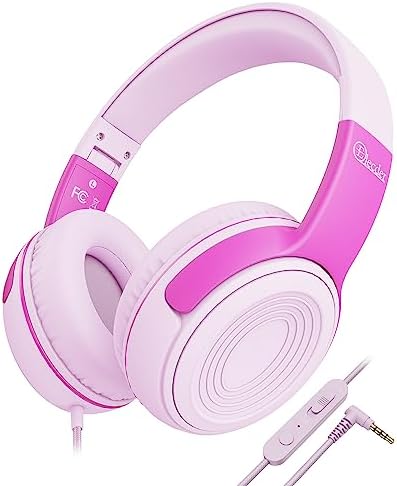 Vibrant Purple/Red ELECDER S8 Wired Kids Headphones with Adjustable Volume Control – Safe Sound Technology (85/94 d B) for Hearing Protection – Comfortable Fit for Growing Children – Perfect for School, Travel, and Play – Built-in Microphone for Effortless Communication – Compatible with Tablets and Smartphones – Durable Design for Everyday Adventures