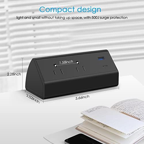 CCCEI Professional Desk Power Strip with 18 W USB-C Fast Charging, 800 J Surge Protection, and 6 FT Clamp-Mount Flexibility for Enhanced Workspace Efficiency – Ultimate Desktop Outlet Solution for Home and Office Use