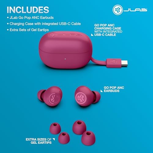 Unleash Unmatched Audio Quality with JLab Go Pop ANC True Wireless Earbuds – Advanced Active Noise Cancelling for Total Immersion, Versatile Dual Connect for Personalized Listening, High-Performance 10 mm Drivers Delivering Rich Sound, Customizable Profiles via JLab App, Ergonomic Design Ensuring All-Day Comfort, Effortless Google Fast Pair Connectivity – Transform Your Listening Journey with Innovative Features and Unrivaled Performance