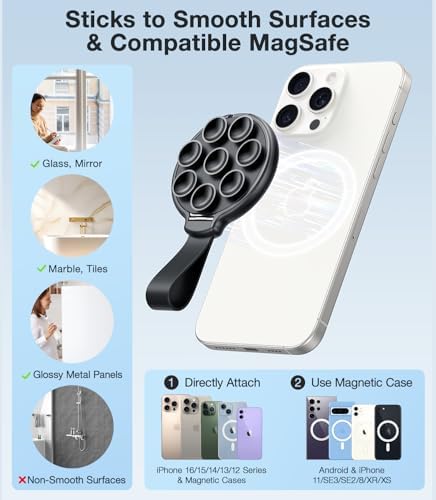 Revolutionary Mag Safe-Compatible Magnetic Phone Mount – Premium Silicone Suction Cup Holder for i Phone 16 Pro Max/15/14/13/12 Series – Essential Hands-Free Grip for Content Creators & Influencers – Stylish Pink Design for Optimal Stability and Versatility