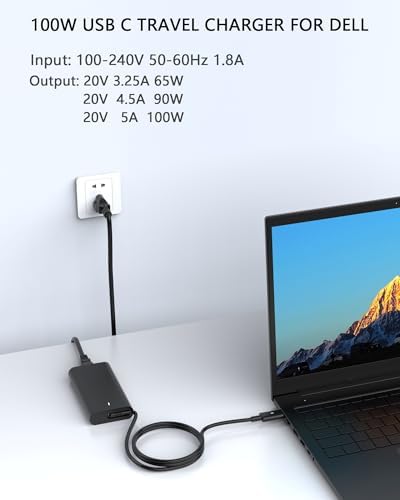 Ultra-Fast 100 W USB-C Laptop Charger for Dell Precision & Inspiron Models – Superior Compatibility, Smart Protection & Efficient Power Delivery for Enhanced Productivity and Safety