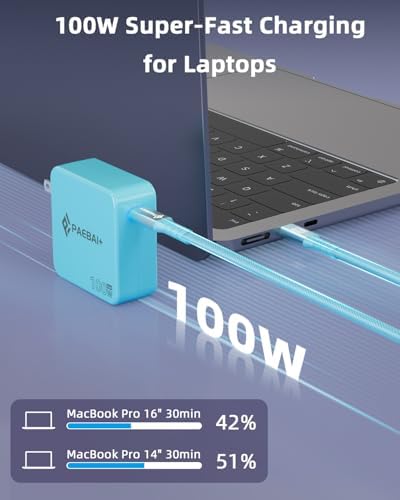 Ultimate PAEBAI+ 100 W USB-C Ga N Fast Charger: Compact, Foldable Wall Adapter for Mac Book Pro, i Phone 15/16, and Diverse USB-C Devices – 6.6 ft Durable Type-C Cable for Rapid Charging – Unmatched Versatility and Safety Features for Efficient On-the-Go Power Solutions