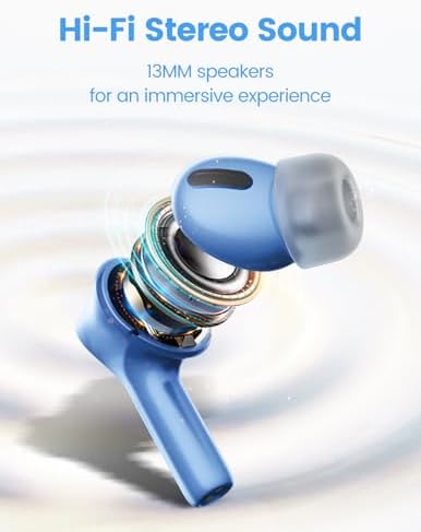 Ultimate Bluetooth 5.3 Wireless Earbuds – Experience Superior Deep Bass with 50-Hour Playtime, IPX7 Waterproof Design for Enhanced Durability, Featherlight In-Ear Fit for All-Day Comfort, Integrated Microphone for Clear Hands-Free Calling, Effortless Compatibility with i OS & Android Devices – Ideal Gift for Music Enthusiasts and Fitness Lovers