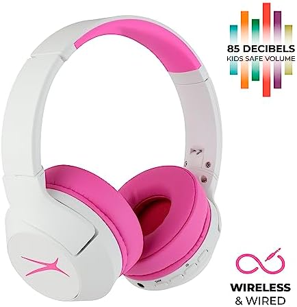 Altec Lansing Kid-Safe Wireless Headphones – Active Noise Cancellation for Children Aged 7+, 85 d B Volume Limiting, 15-Hour Battery Life, Ergonomic Foldable Design for Ultimate Comfort and Safety in Music, Movies, and Gaming