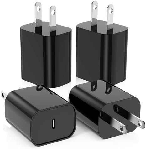 Ultra-Fast 20 W USB C Charger Block – 4 Pack for i Phone 16/15 & Multi-Device Compatibility – Compact Power Adapter for Apple, Samsung, Google – Essential Travel Charging Solution with Enhanced Durability and Safety Features