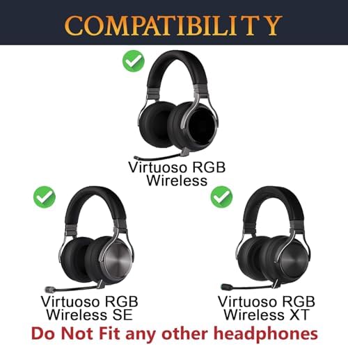 Transform Your Corsair Virtuoso RGB Wireless XT SE Gaming Headset with SOULWIT Protein Leather Headband and Advanced Cooling Gel Earpad Replacement Set – Ultimate Comfort Enhancements for Long Gaming Sessions and Unmatched Performance