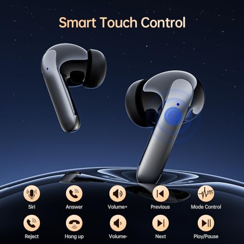 Immersive True Wireless Stereo Earbuds S43 A – Bluetooth 5.3 with Active Noise Cancellation & Environmental Noise Control, High-Fidelity 13 mm Speakers, Smart Touch Navigation, Auto Pairing, and LED Battery Indicator for Superior Sound Quality on the Go