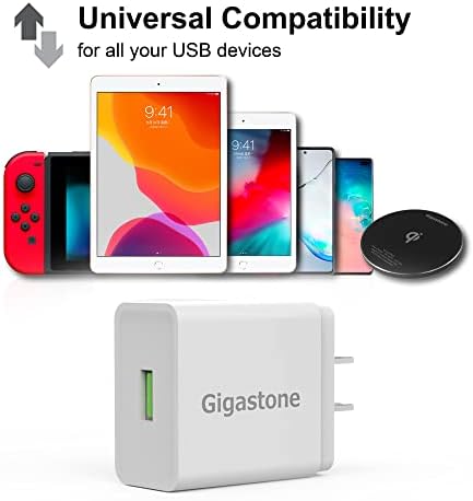 Gigastone 18 W Dual Pack USB A Wall Charger – Fast Charging QC3.0 Certified 3 A Power Adapter for i Phone 16-11 Pro Max & Galaxy S22-S20 – Compact Design for Home & Travel – Reliable, High-Speed Charging Solution
