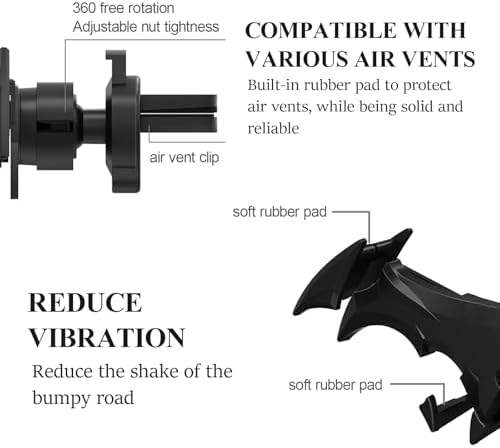 Stylish Bat Phone Holder for Car Vent – Universal Hands-Free Cell Phone Mount with Gravity Lock Mechanism, Ideal Gifts for Men and Unique Car Accessories – Enhance Your Driving Experience and Decorate Your Vehicle with This Innovative Phone Cradle