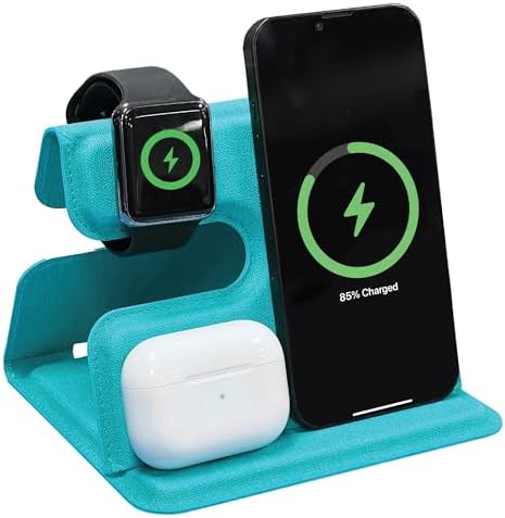 BLACK+DECKER 3-in-1 Wireless Charging Station for Apple Devices – Foldable Travel Charger Compatible with i Phone 16/15/14/13 Pro Max, Apple Watch, and Air Pods – Fast Charging, Enhanced Compatibility, Ideal for On-the-Go Users