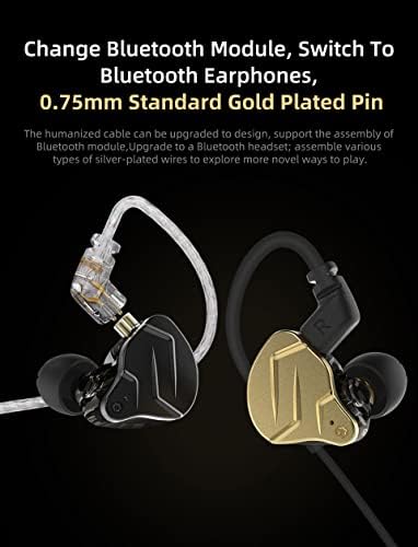 Elevate Your Audio Experience with KZ ZSN Pro X Wired Earbuds – Premium Hybrid IEMs Featuring 1 BA & 1 DD for Rich Bass and Crystal Clear Sound, Ergonomic Comfort for All-Day Wear, Detachable Cable for Personalization, Perfect for Musicians and Audiophiles, Stylish Gold Finish Enhancing Device Compatibility